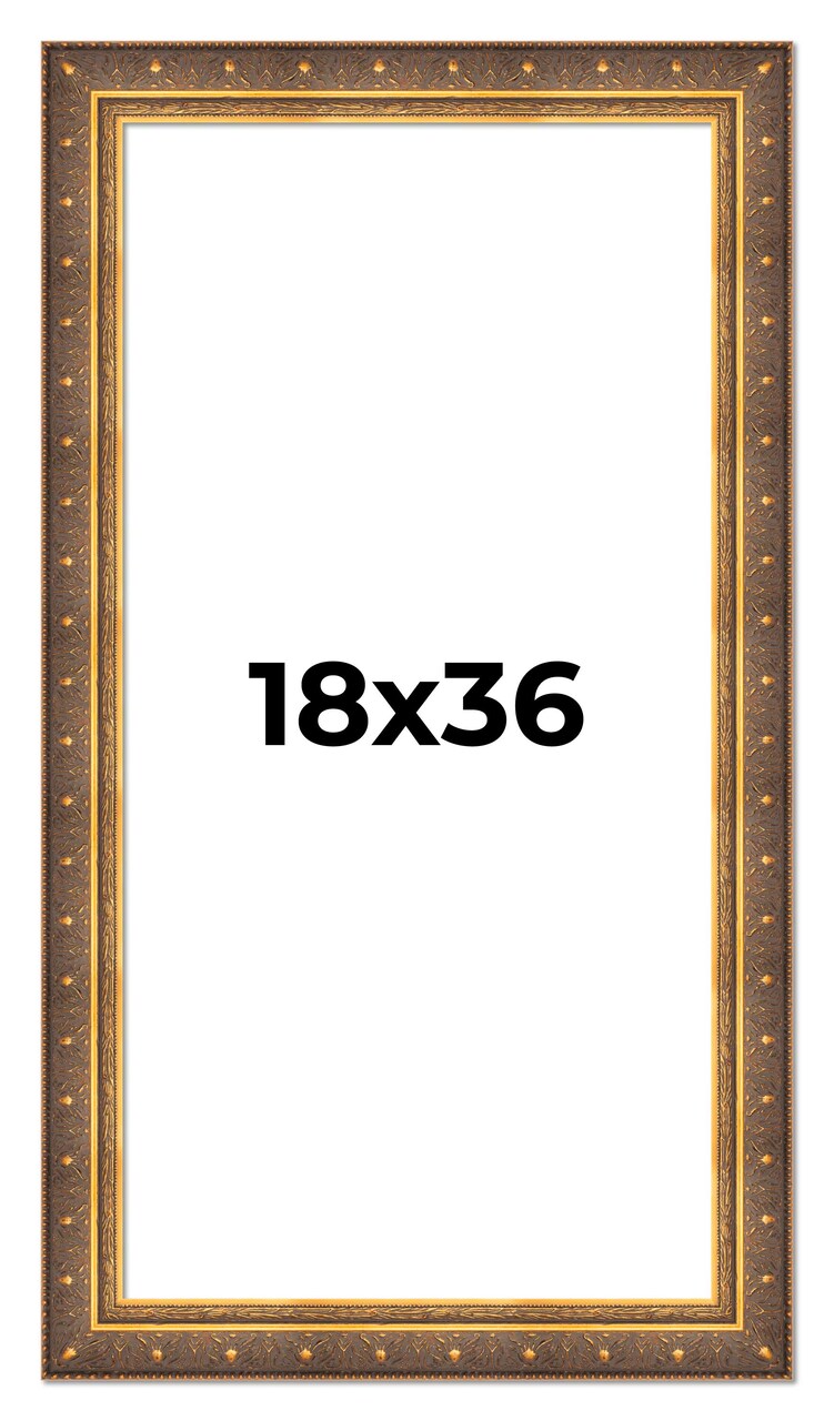 18x36 Museum Gold Picture Frame - UV Acrylic, Foam Board Backing, Hanging Hardware